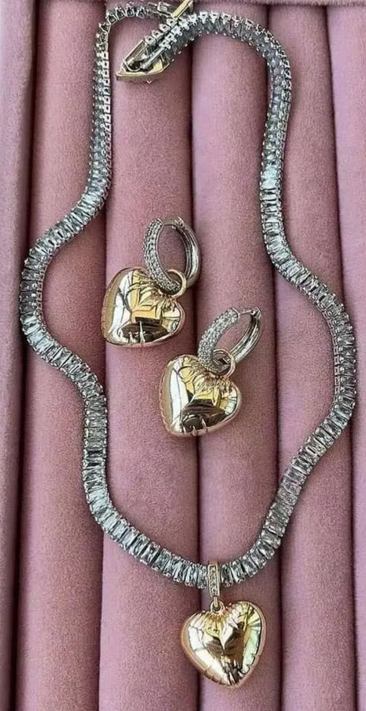 Heart Necklace silver and Gold