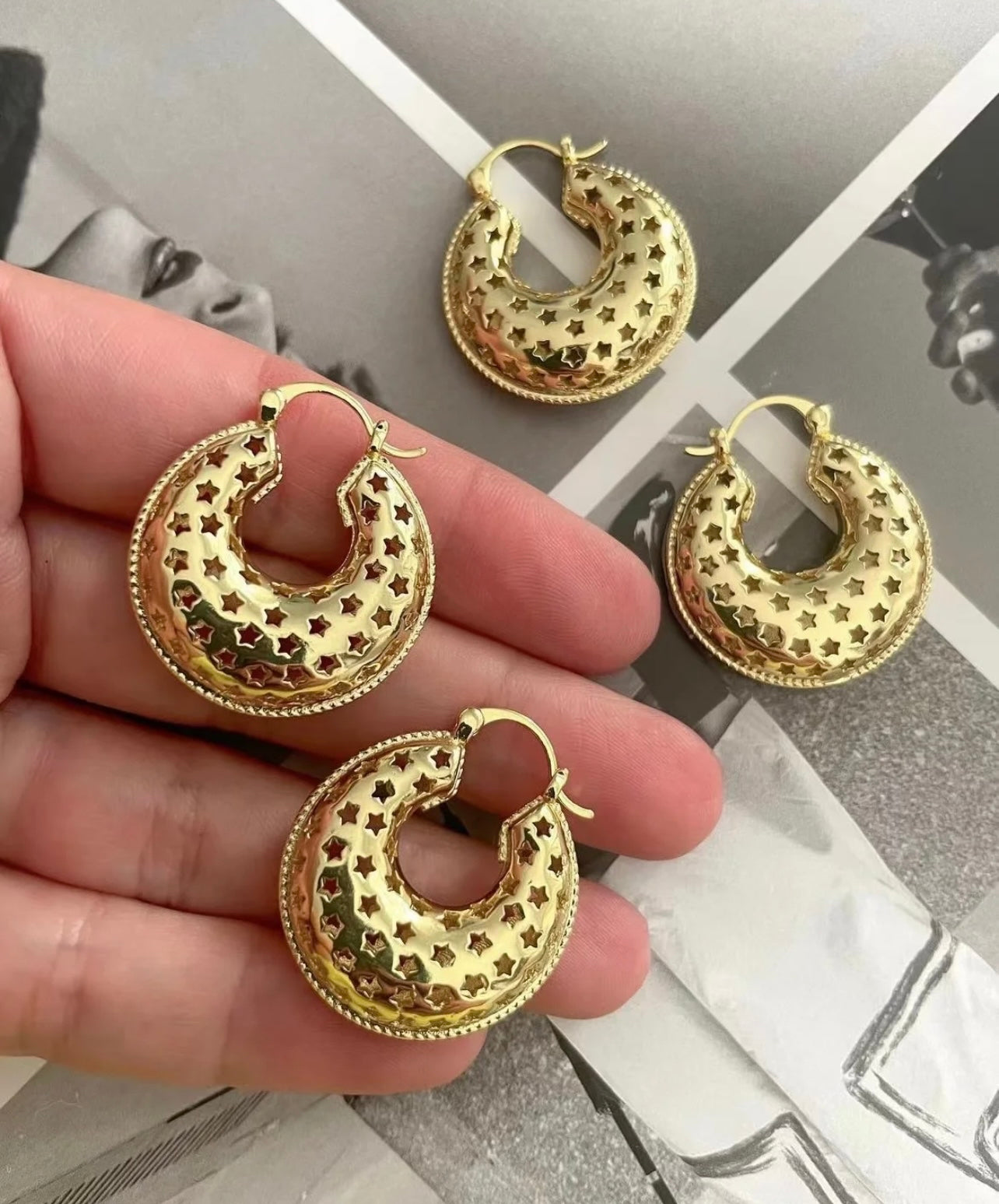 Star Hoops Earrings