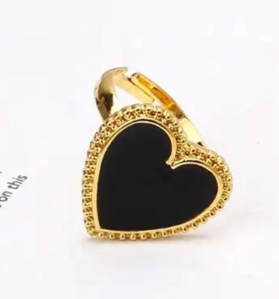 Black Heart adjustable ring