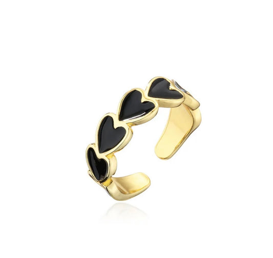 Heart Ring Black Adjustable