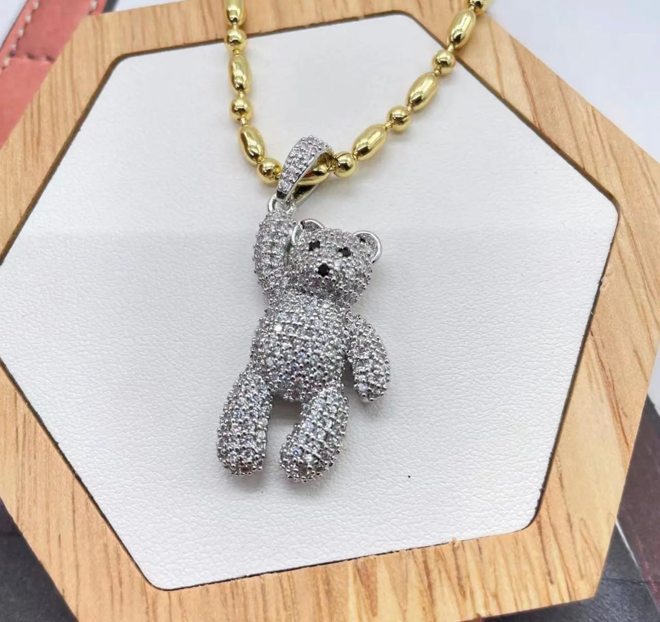 Sweet Teddy Bear Silver Necklace