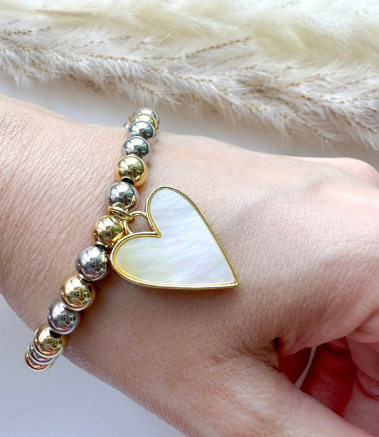 Heart Bead Gold and Silver