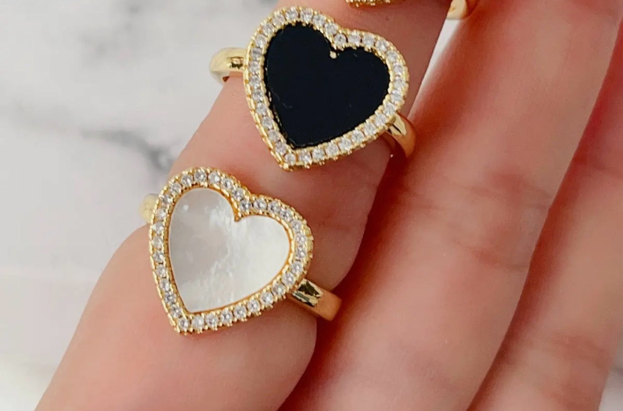 Black Heart adjustable ring