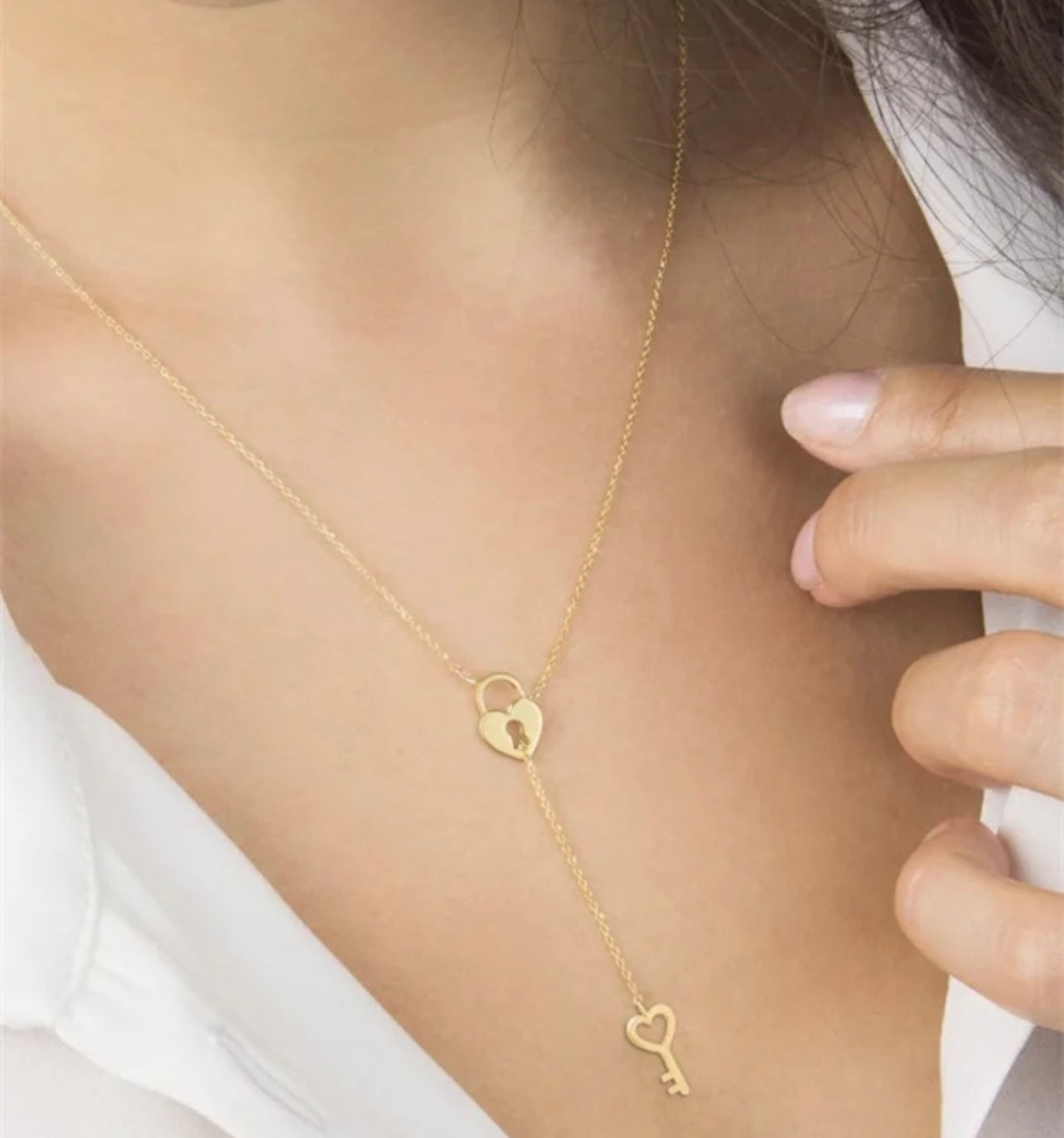 Padlock And Heart Shape key Necklaces