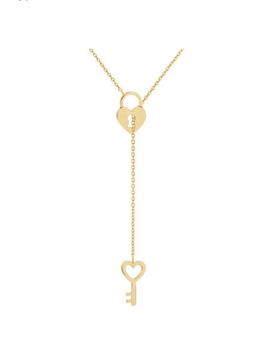 Padlock And Heart Shape key Necklaces