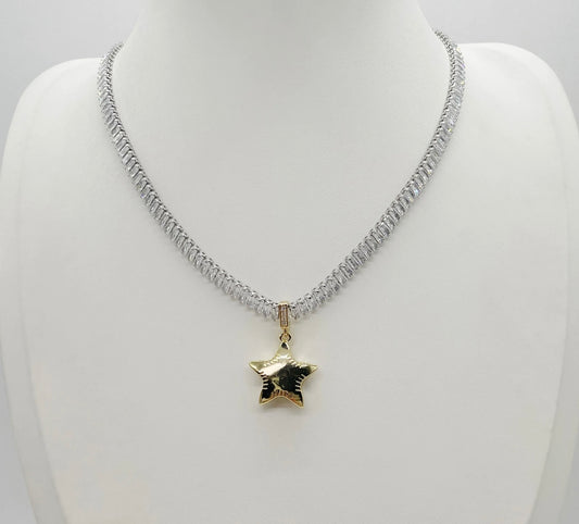 Star Silver and Gold Necklace