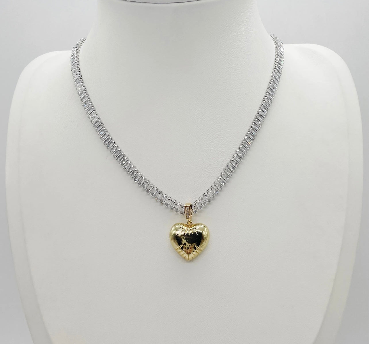 Heart Necklace silver and Gold