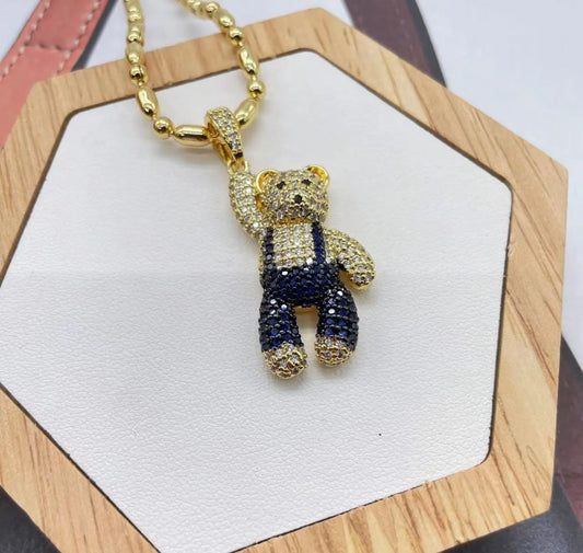 Teddy Bear Blue Necklace