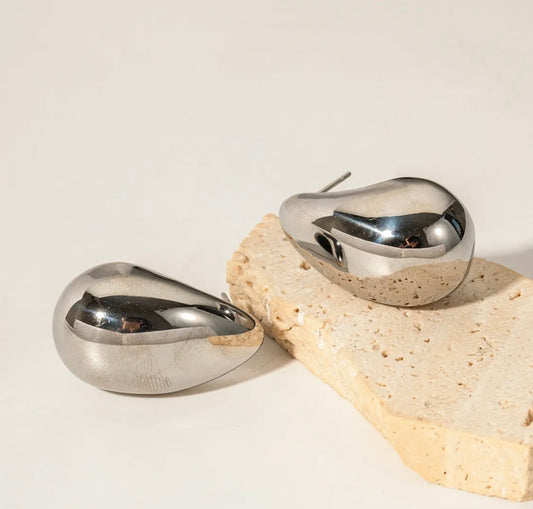 silver large Drop earrings chunky