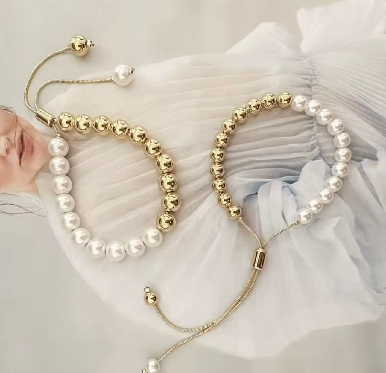 BEAD GOLD AND PEARL ADJUSTABLE