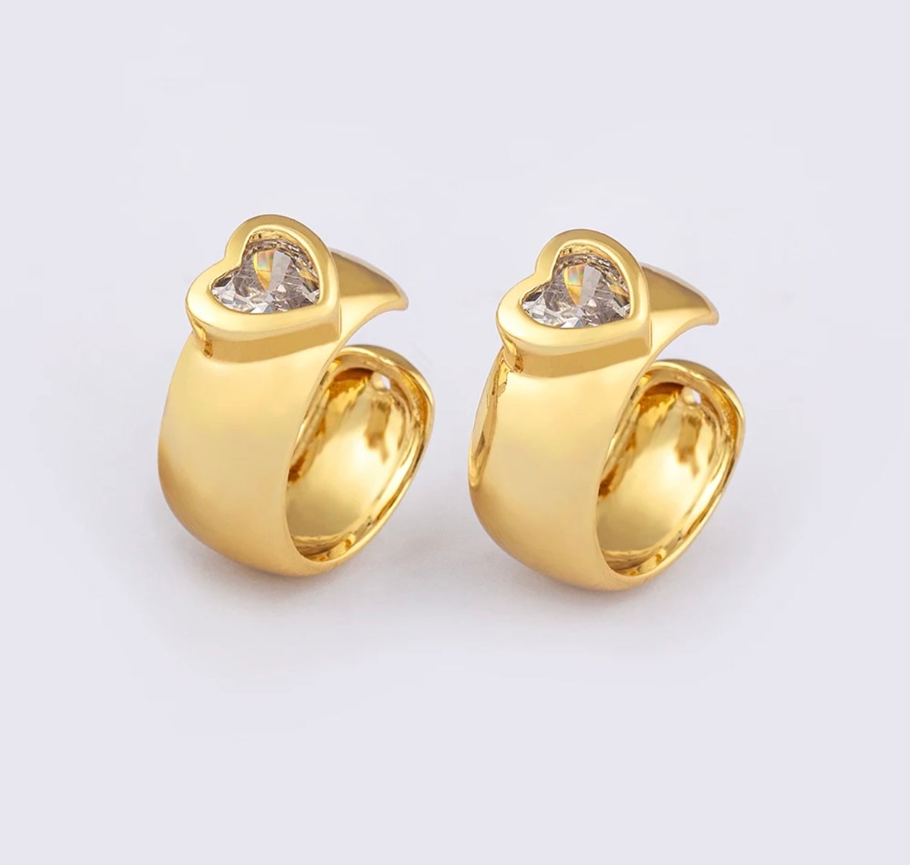 Gold Heart Ear Cuff  Plated Zircon